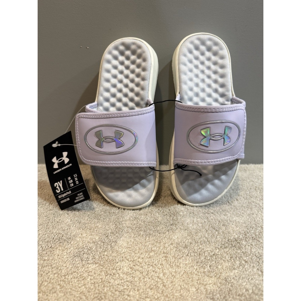 Violet Youth Size 3Y Under Armour Adjustable Slides (G Ignite Pro 8)